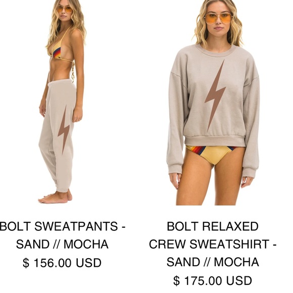 Aviator Nation matching set pants sweats and shirt sweatshirt XS/S mocha/sand - Picture 1 of 3